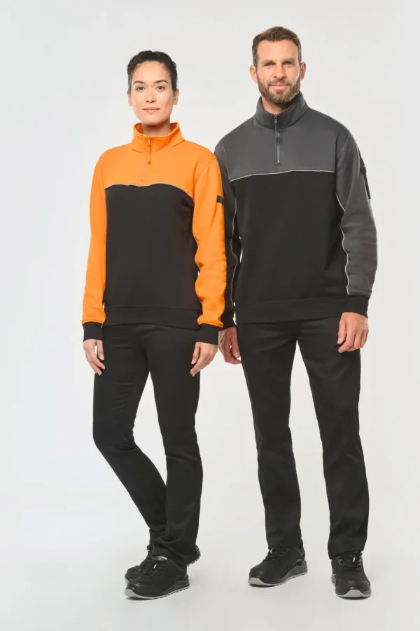 Sweat-shirt écoresponsable col zippé unisexe WK404 — photo de présentation