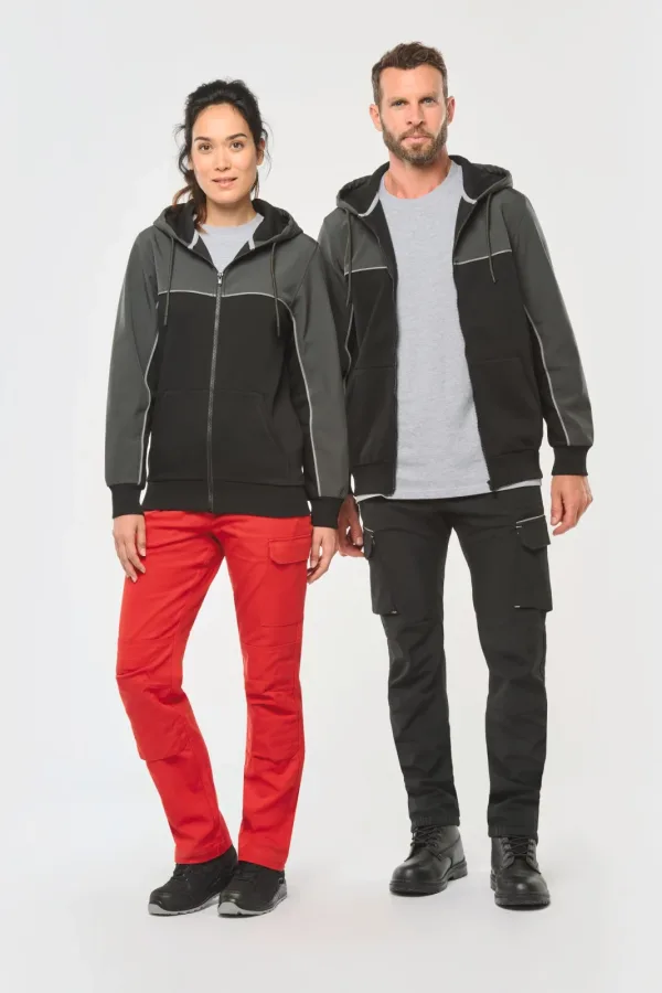 Veste molleton bicolore zippée à capuche écoresponsable unisexe WK410 — photo de présentation